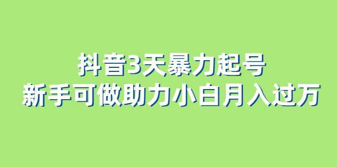 项目-抖音3天暴力起号新手可做助力小白月入过万骑士资源网(1)