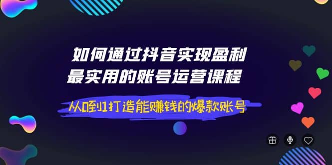 项目-如何通过抖音实现盈利，最实用的账号运营课程 从0到1打造能赚钱的爆款账号骑士资源网(1)