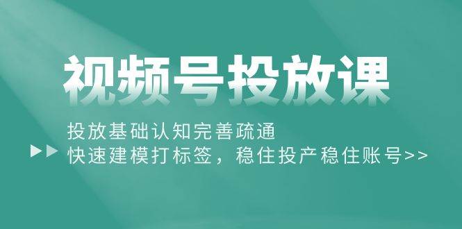 项目-视频号投放课：投放基础认知完善疏通，快速建模打标签，稳住投产稳住账号骑士资源网(1)