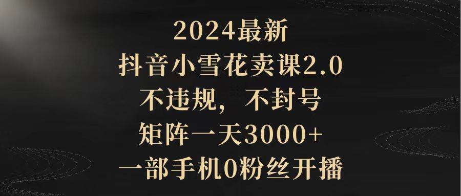 项目-2024最新抖音小雪花卖课2.0 不违规 不封号 矩阵一天3000+一部手机0粉丝开播骑士资源网(1)