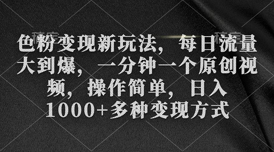 项目-色粉变现新玩法，每日流量大到爆，一分钟一个原创视频，操作简单，日入1000+骑士资源网(1)