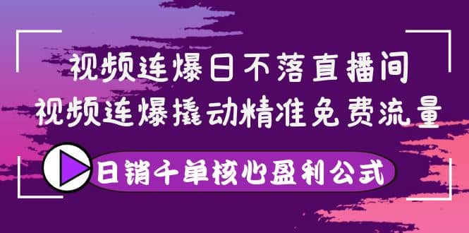 项目-视频连爆日不落直播间，视频连爆撬动精准免费流量，日销千单核心盈利公式骑士资源网(1)