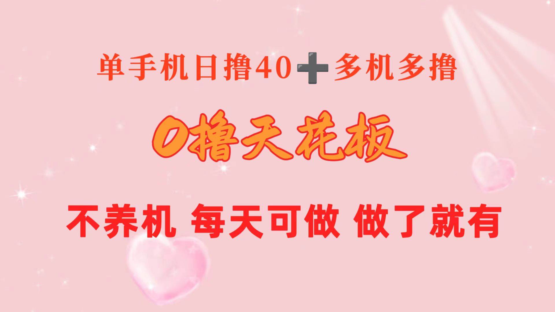 项目-0撸天花板 单手机日收益40+ 2台80+ 单人可操作10台 做了就有 长期稳定骑士资源网(1)