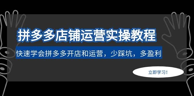 项目-拼多多店铺运营实操教程：快速学会拼多多开店和运营，少踩坑，多盈利骑士资源网(1)