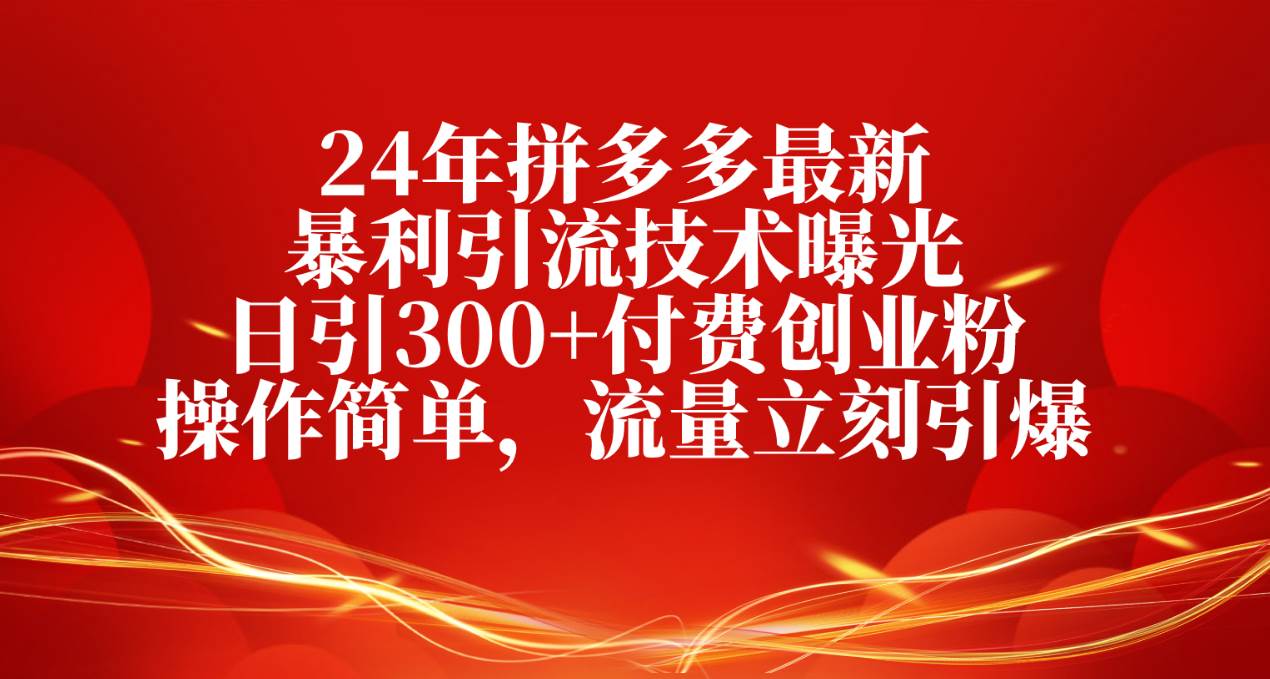 项目-24年拼多多最新暴利引流技术曝光，日引300+付费创业粉，操作简单，流量&#8230;骑士资源网(1)