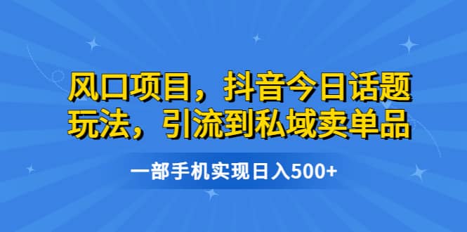 项目-风口项目，抖音今日话题玩法，引流到私域卖单品，一部手机实现日入500骑士资源网(1)