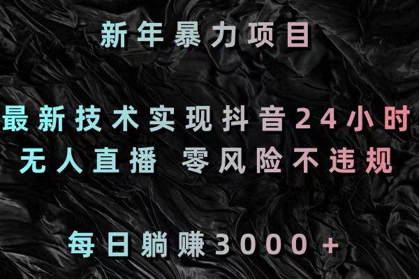 项目-新年暴力项目，最新技术实现抖音24小时无人直播 零风险不违规 每日躺赚3000骑士资源网(1)