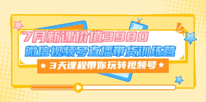 项目-微信视频号直播带货训练营，3天课程带你玩转视频号：7月新课价值3980骑士资源网(1)