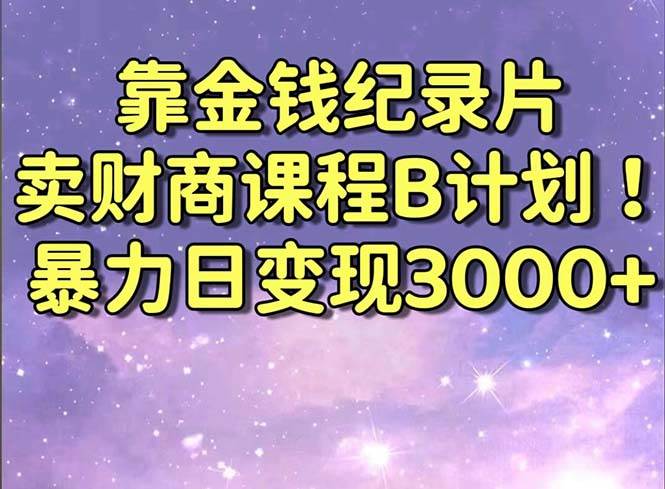 项目-靠金钱纪录片卖财商课程B计划！暴力日变现3000+，喂饭式干货教程！骑士资源网(1)