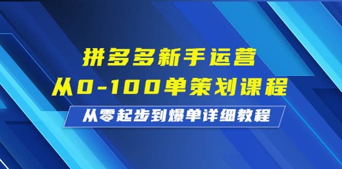 项目-拼多多新手运营从0-100单策划课程，从零起步到爆单详细教程骑士资源网(1)