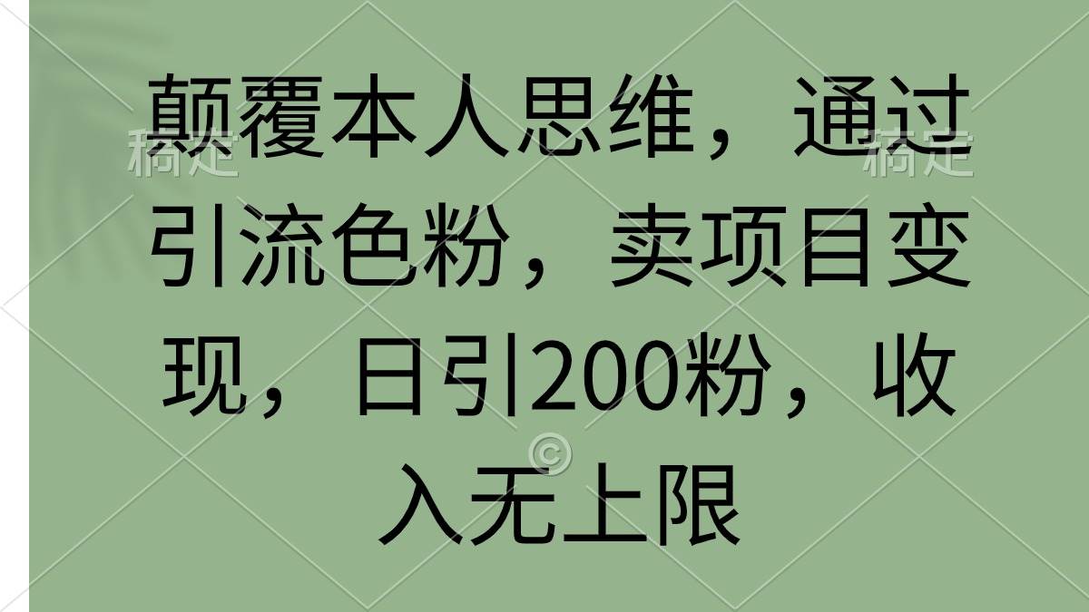 项目-颠覆本人思维，通过引流色粉，卖项目变现，日引200粉，收入无上限骑士资源网(1)