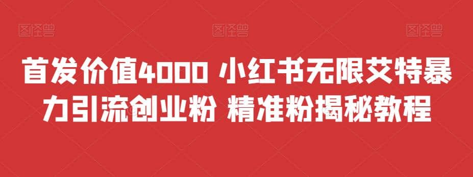 项目-首发价值4000 小红书无限艾特暴力引流创业粉 精准粉揭秘教程骑士资源网(1)