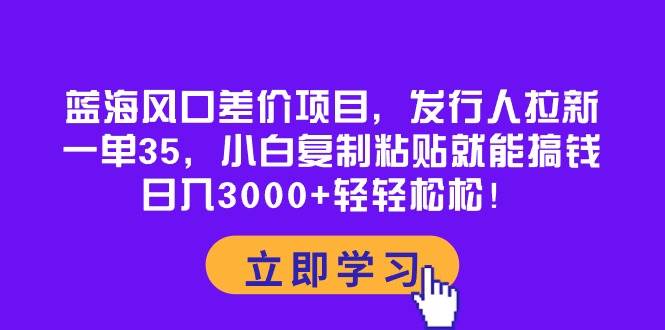 项目-蓝海风口差价项目，发行人拉新，一单35，小白复制粘贴就能搞钱！日入3000+轻轻松松骑士资源网(1)