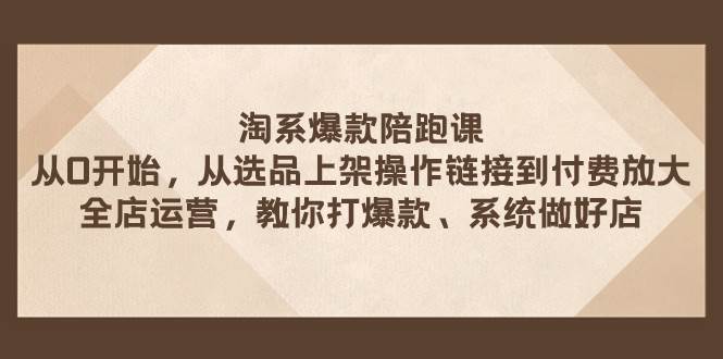 项目-淘系爆款陪跑课 从选品上架操作链接到付费放大 全店运营 打爆款 系统做好店骑士资源网(1)