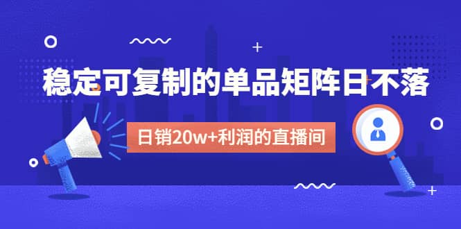 项目-某电商线下课程，稳定可复制的单品矩阵日不落，做一个日销20w 利润的直播间骑士资源网(1)