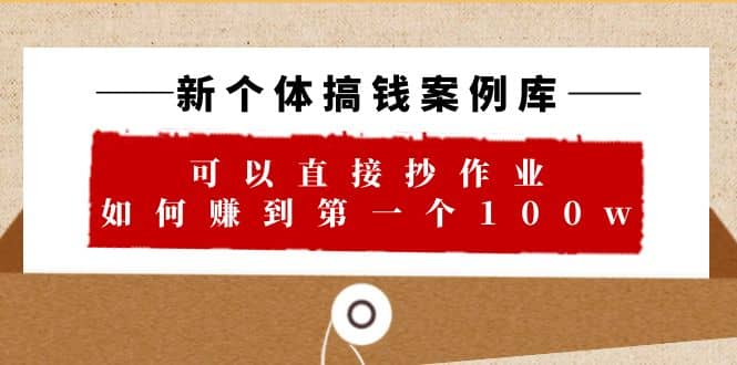 项目-新个体 搞钱案例 库，可以直接抄作业 如何赚到第一个100w（29节视频 文档）骑士资源网(1)