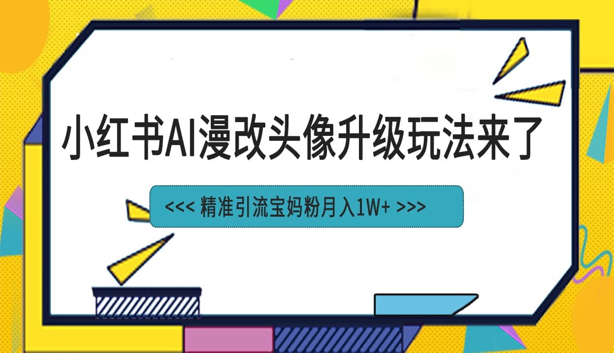 项目-小红书最新AI漫改头像项目，精准引流宝妈粉，月入1w骑士资源网(1)