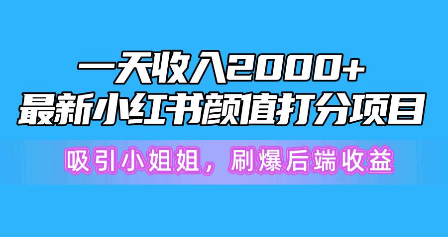 项目-一天收入2000+，最新小红书颜值打分项目，吸引小姐姐，刷爆后端收益骑士资源网(1)