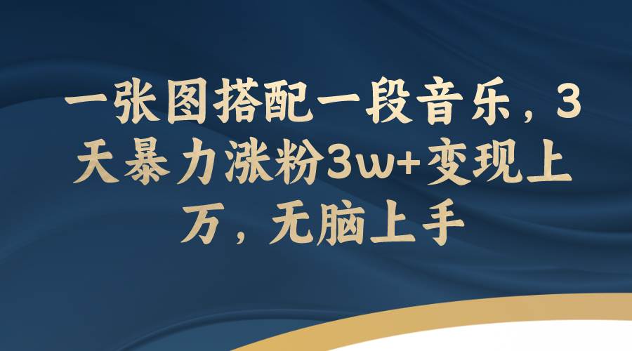 项目-一张图搭配一段音乐，3天暴力涨粉3w 变现上万，无脑上手骑士资源网(1)