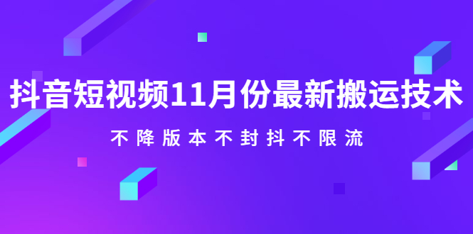 项目-抖音短视频11月份最新搬运技术，不降版本不封抖不限流！【视频课程】骑士资源网(1)