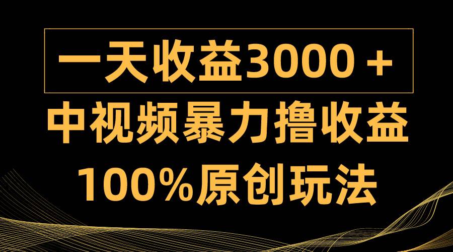 项目-中视频暴力撸收益，日入3000＋，100%原创玩法，小白轻松上手多种变现方式骑士资源网(1)