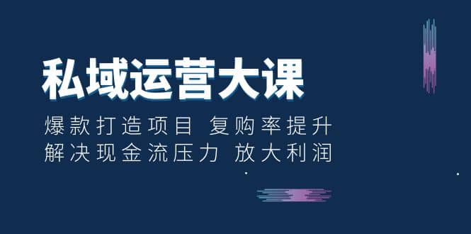 项目-私域运营大课：爆款打造项目 复购率提升 解决现金流压力 放大利润骑士资源网(1)