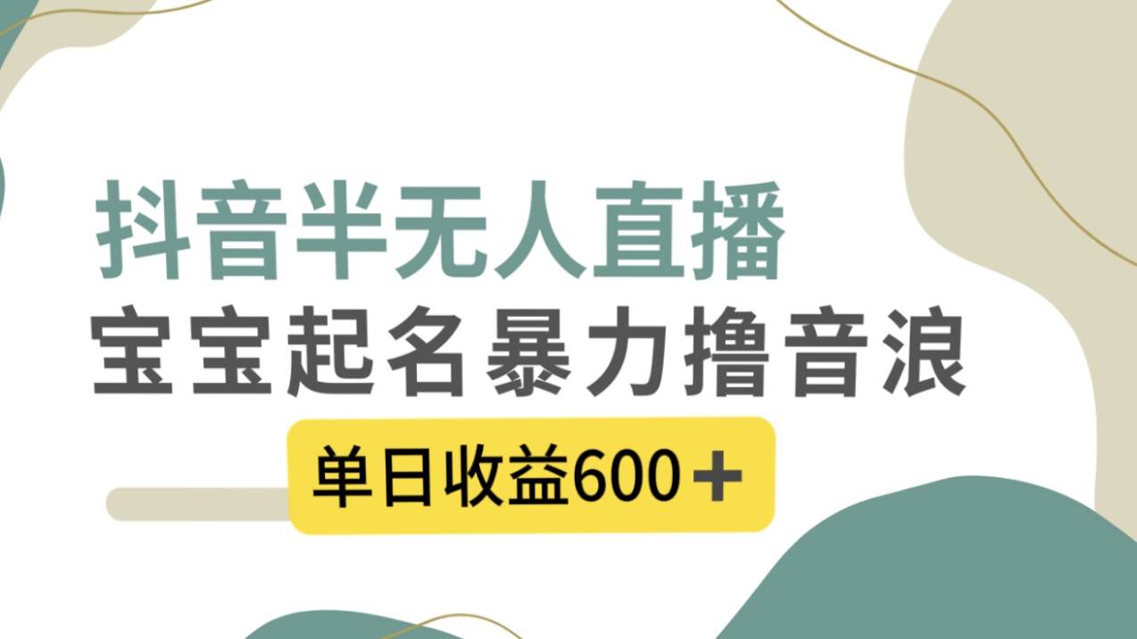 项目-抖音半无人直播，宝宝起名，暴力撸音浪，单日收益600骑士资源网(1)