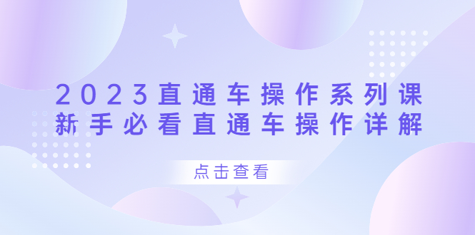 项目-2023直通车操作 系列课，新手必看直通车操作详解骑士资源网(1)