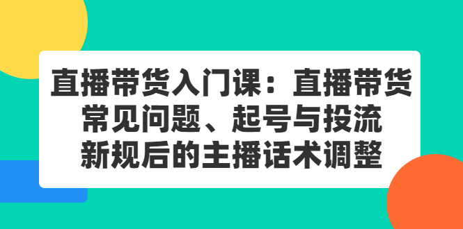 项目-直播带货入门课：直播带货常见问题、起号与投流、新规后的主播话术调整骑士资源网(1)