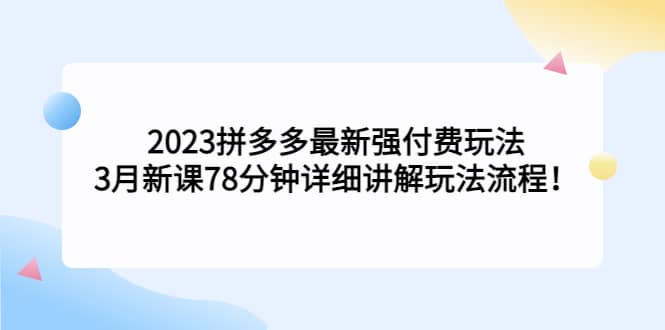 项目-2023拼多多最新强付费玩法，3月新课78分钟详细讲解玩法流程骑士资源网(1)