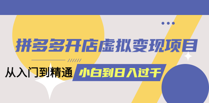 项目-拼多多开店虚拟变现项目：入门到精通 从小白到日入1000（完整版）6月13更新骑士资源网(1)