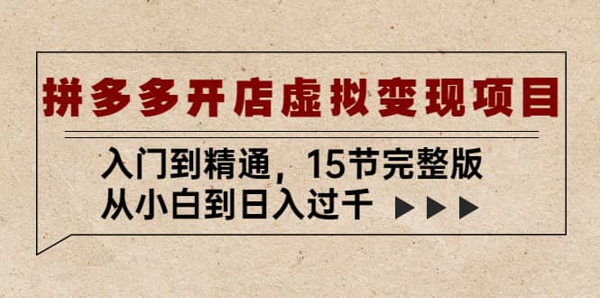 项目-拼多多开店虚拟变现项目：入门到精通（15节完整版）骑士资源网(1)