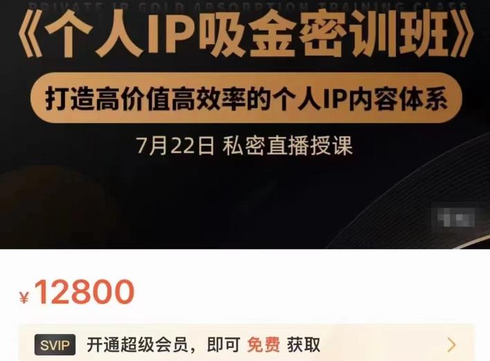 项目-个人IP吸金密训班，打造高价值高效率的个人IP内容体系（价值12800元）骑士资源网(1)