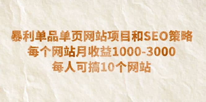 项目-暴利单品单页网站项目和SEO策略 每个网站月收益1000-3000 每人可搞10个骑士资源网(1)