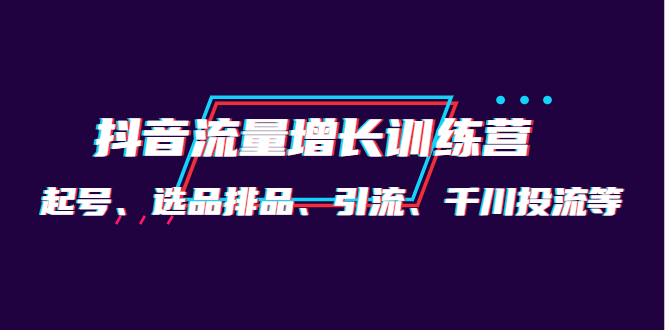 项目-月销1.6亿实操团队·抖音流量增长训练营：起号、选品排品、引流 千川投流等骑士资源网(1)