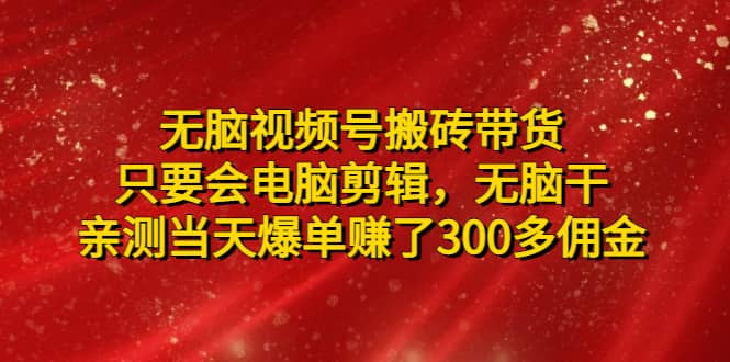 项目-无脑视频号搬砖带货，只要会电脑剪辑，无脑干骑士资源网(1)