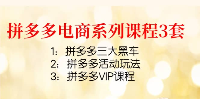 项目-拼多多电商系列课程3套：拼多多三大黑车 拼多多活动玩法 拼多多VIP课程骑士资源网(1)