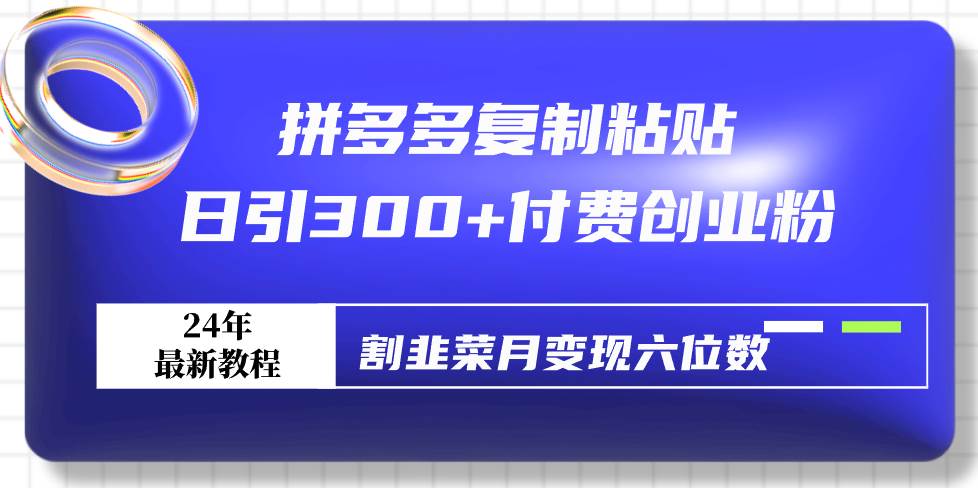 项目-拼多多复制粘贴日引300+付费创业粉，割韭菜月变现六位数最新教程！骑士资源网(1)