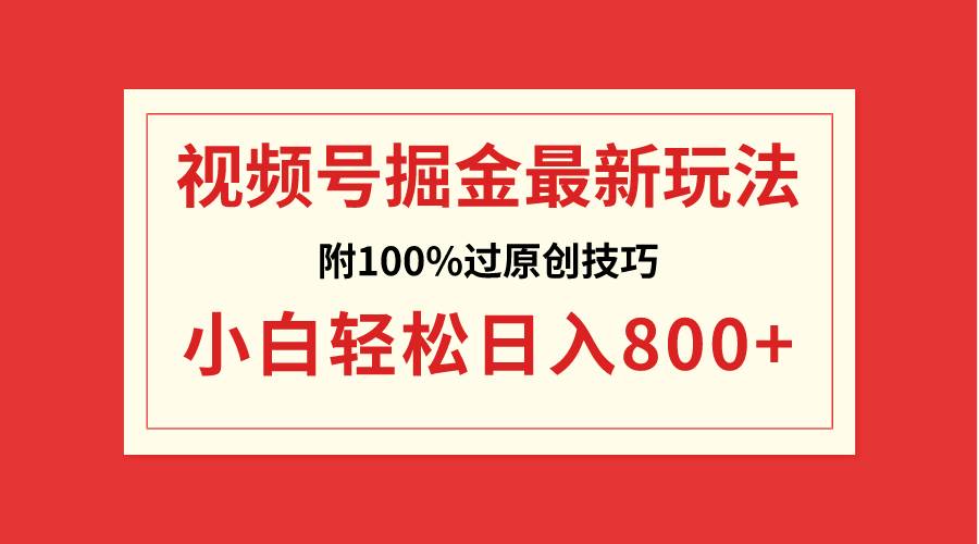 项目-视频号掘金，小白轻松日入800 （附100%过原创技巧）骑士资源网(1)