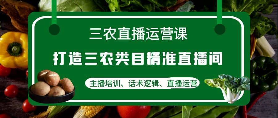 项目-三农直播运营课：打造三农类目精准直播间，主播培训、话术逻辑、直播运营骑士资源网(1)