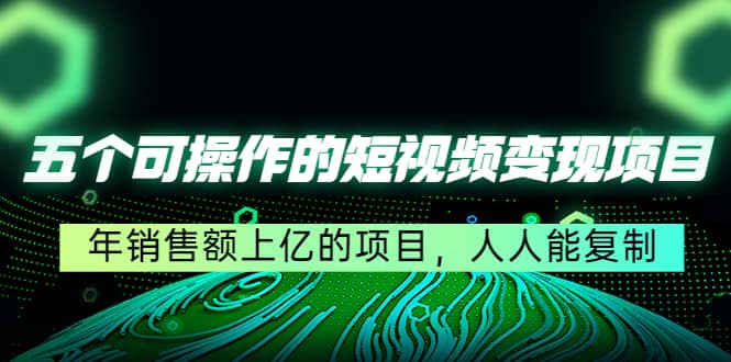 项目-五个可操作的短视频变现项目：年销售额上亿的项目，人人能复制骑士资源网(1)