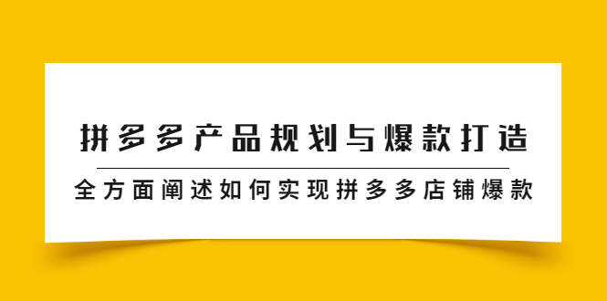 项目-拼多多产品规划与爆款打造，全方面阐述如何实现拼多多店铺爆款骑士资源网(1)