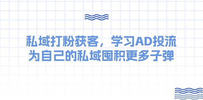 项目-某收费课：私域打粉获客，学习AD投流，为自己的私域囤积更多子弹骑士资源网(1)