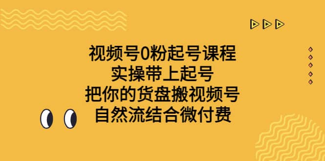 项目-视频号0粉起号课程 实操带上起号 把你的货盘搬视频号 自然流结合微付费骑士资源网(1)