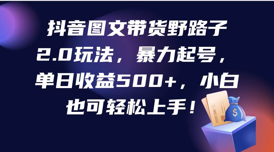 项目-抖音图文带货野路子2.0玩法，暴力起号，单日收益500+，小白也可轻松上手！骑士资源网(1)