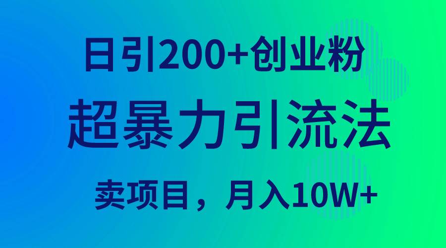 项目-超暴力引流法，日引200+创业粉，卖项目月入10W+骑士资源网(1)