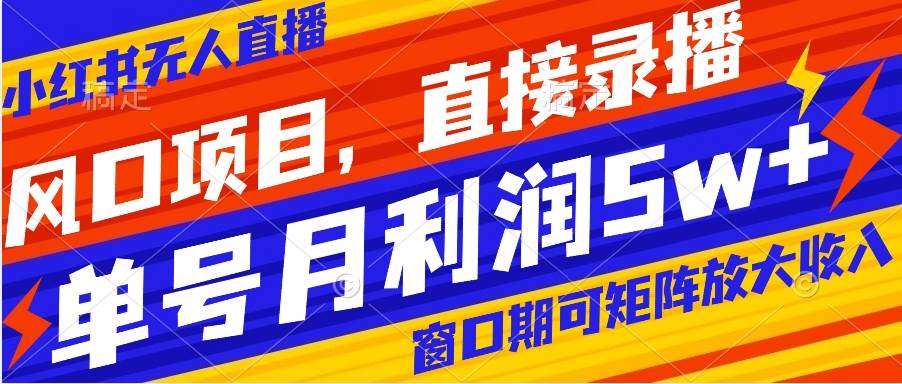 项目-风口项目，小红书无人直播带货，直接录播，可矩阵，月入5w骑士资源网(1)