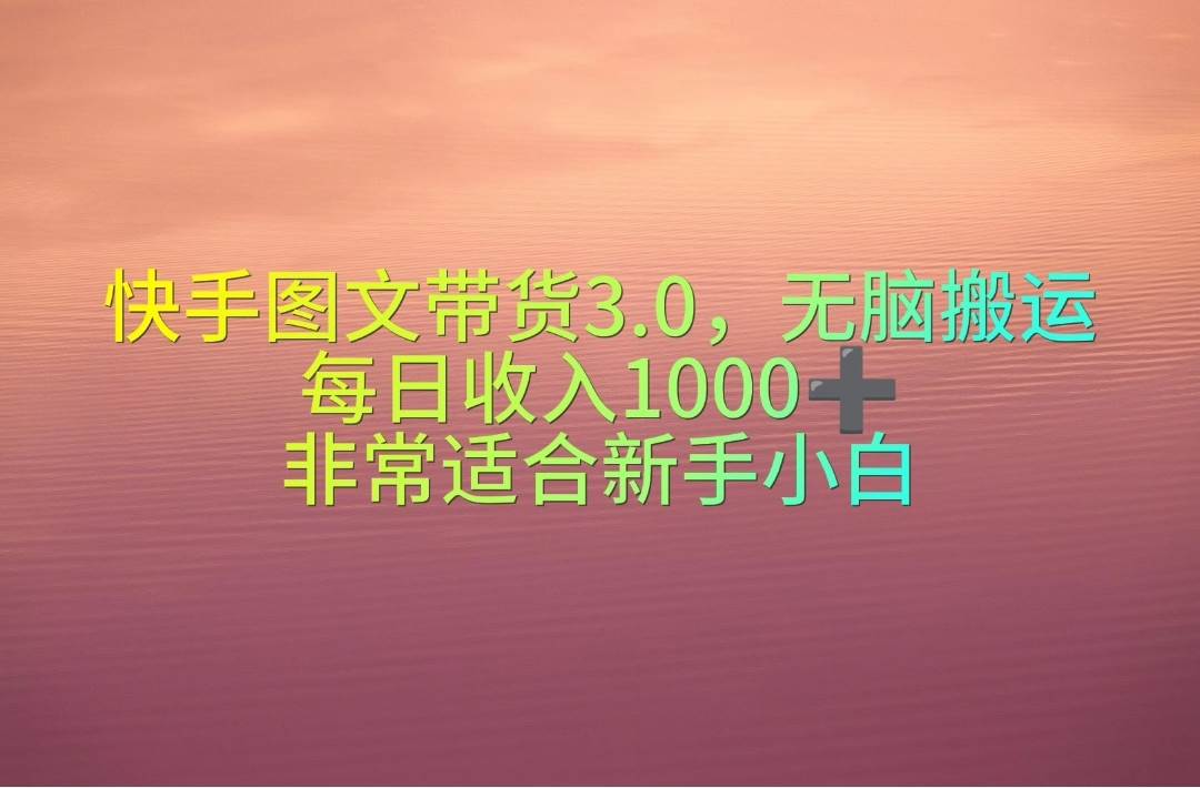 项目-快手图文带货3.0，无脑搬运，每日收入1000＋，非常适合新手小白骑士资源网(1)