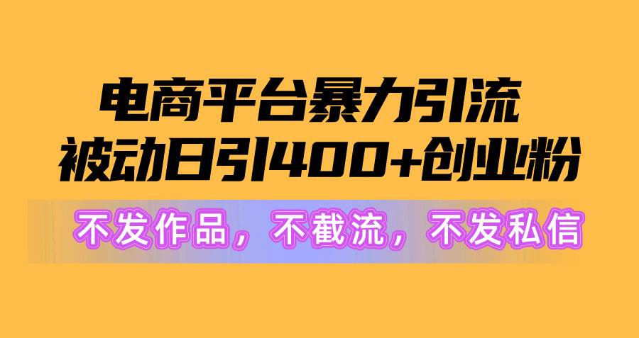 项目-电商平台暴力引流,被动日引400+创业粉不发作品，不截流，不发私信骑士资源网(1)