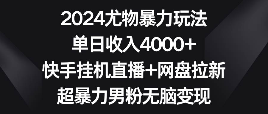 项目-2024尤物暴力玩法 单日收入4000+快手挂机直播+网盘拉新 超暴力男粉无脑变现骑士资源网(1)